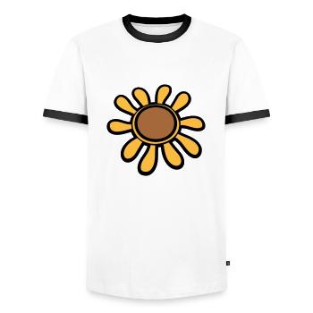 Small Sunflower Sun Flower Pretty Flower - Men's Ringer Shirt - white/black - Front - AI Model Female 172 light (172cm) & AI Model Male 178 dark (178cm)