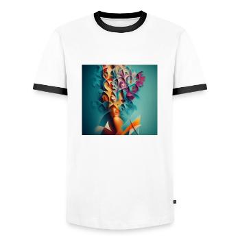1000038767 - Männer Kontrast-T-Shirt - Weiß/Schwarz - Vorne - AI Model Female 172 light (172cm) & AI Model Male 178 dark (178cm)