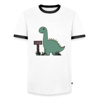 Dino Ben - Männer Kontrast-T-Shirt - Weiß/Schwarz - Vorne - AI Model Female 172 light (172cm) & AI Model Male 178 dark (178cm)