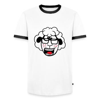 Sheep Nerd Hornglasses Glasses Clasp Geek Smart - Men's Ringer Shirt - white/black - Front - AI Model Female 172 light (172cm) & AI Model Male 178 dark (178cm)