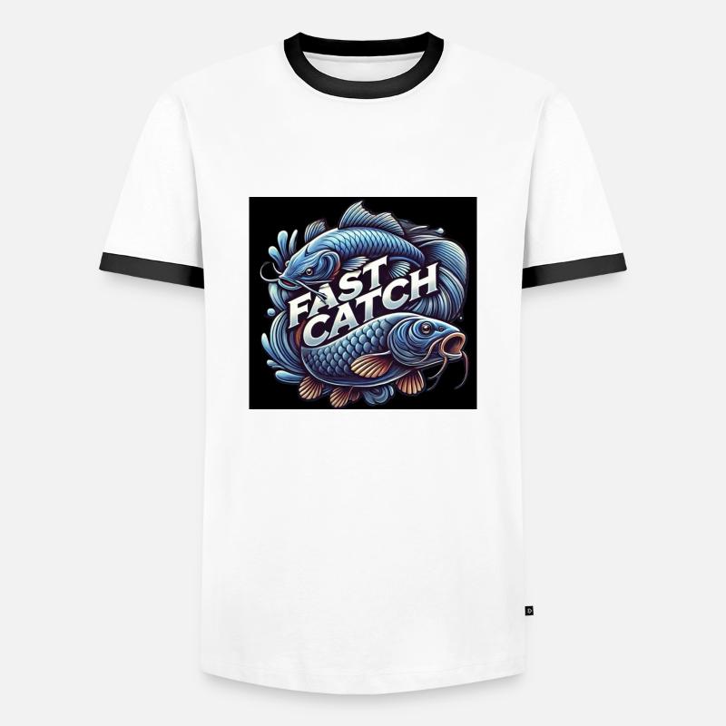 Fast Catch - Männer Kontrast-T-Shirt - Weiß/Schwarz
