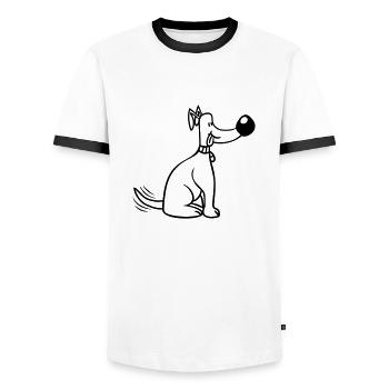 Chien Gros Nez Remuant Mignon Heureux - T-shirt contrasté Homme - blanc/noir - Devant - AI Model Female 172 light (172cm) & AI Model Male 178 dark (178cm)