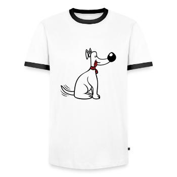 Chien Gros Nez Remuant Mignon Heureux - T-shirt contrasté Homme - blanc/noir - Devant - AI Model Female 172 light (172cm) & AI Model Male 178 dark (178cm)