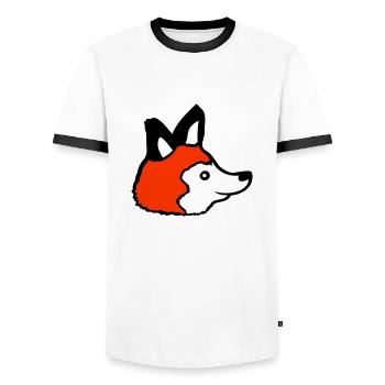 Renard Renard roux Animal sauvage Intelligent Habitants de la forêt - T-shirt contrasté Homme - blanc/noir - Devant - AI Model Female 172 light (172cm) & AI Model Male 178 dark (178cm)