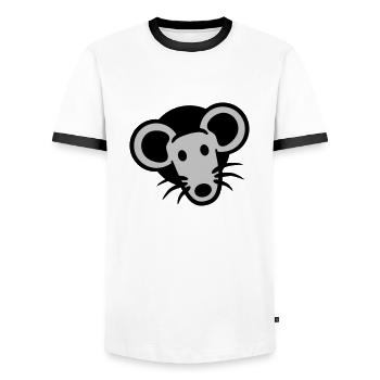 Maus Wand Loch Mauseloch Guckt Süß Lustig Comic - Männer Kontrast-T-Shirt - Weiß/Schwarz - Vorne - AI Model Female 172 light (172cm) & AI Model Male 178 dark (178cm)