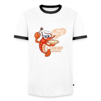 Your're Telling Me A Shrimp Shrimp Lover Seafood - Men's Ringer Shirt - white/black - Front - AI Model Female 172 light (172cm) & AI Model Male 178 dark (178cm)