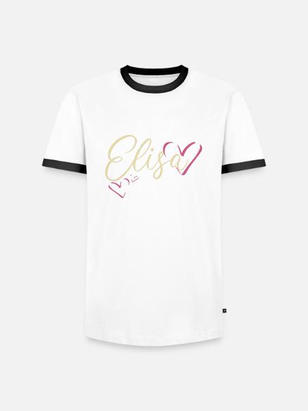 Elisa Cognome Nome Calligrafia Cuore - Maglietta Contrast da uomo - bianco/nero