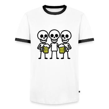 Skelett Bier Saufen Team - Männer Kontrast-T-Shirt - Weiß/Schwarz - Vorne - AI Model Female 172 light (172cm) & AI Model Male 178 dark (178cm)