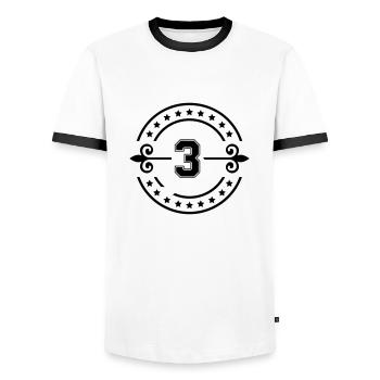 3 - Men's Ringer Shirt - white/black - Front - AI Model Female 172 light (172cm) & AI Model Male 178 dark (178cm)
