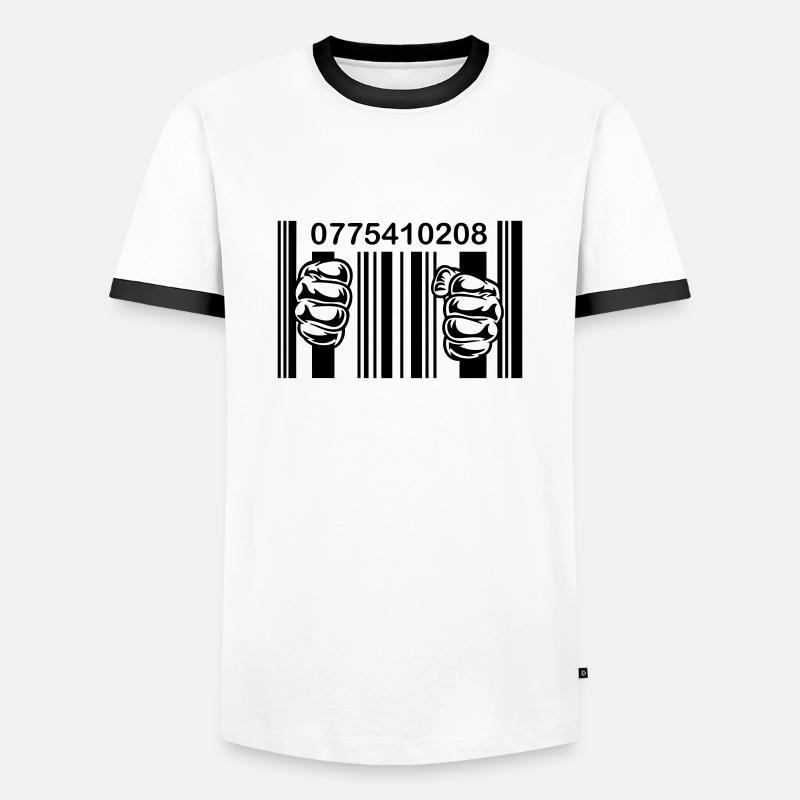 PRISON BARCODE - Men's Ringer Shirt - white/black