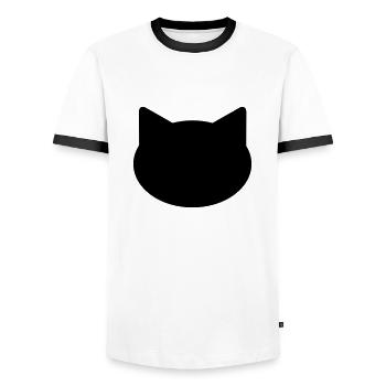 Hintergrund Katze - Männer Kontrast-T-Shirt - Weiß/Schwarz - Vorne - AI Model Female 172 light (172cm) & AI Model Male 178 dark (178cm)