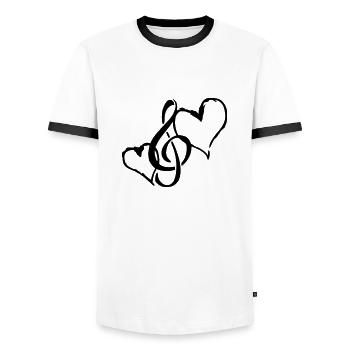 j'aime la musique - T-shirt contrasté Homme - blanc/noir - Devant - AI Model Female 172 light (172cm) & AI Model Male 178 dark (178cm)