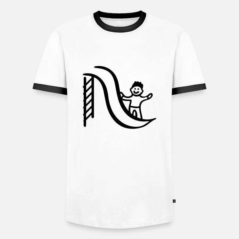 Slide with child - Men's Ringer Shirt - white/black