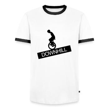Unicycle, Downhill, A, wheel, unicycle rider,bike - Men's Ringer Shirt - white/black - Front - AI Model Female 172 light (172cm) & AI Model Male 178 dark (178cm)