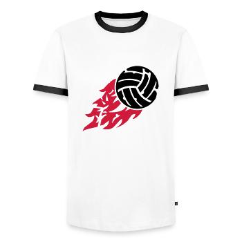 volleyball_fire_ga2 - T-shirt contrasté Homme - blanc/noir - Devant - AI Model Female 172 light (172cm) & AI Model Male 178 dark (178cm)