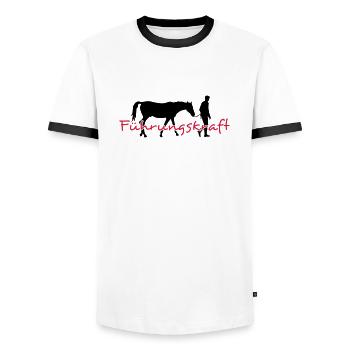 Executive man 2C - Men's Ringer Shirt - white/black - Front - AI Model Female 172 light (172cm) & AI Model Male 178 dark (178cm)