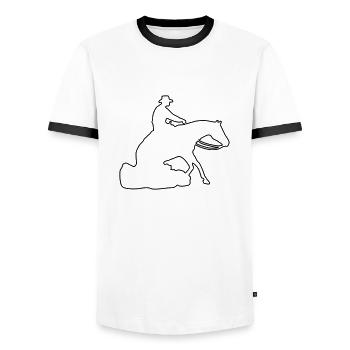 Sliding Stop Silhoutte Rand - Männer Kontrast-T-Shirt - Weiß/Schwarz - Vorne - AI Model Female 172 light (172cm) & AI Model Male 178 dark (178cm)