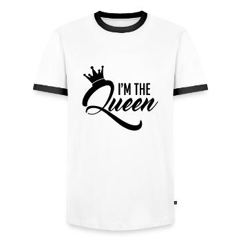 I'm the Queen - Männer Kontrast-T-Shirt - Weiß/Schwarz - Vorne - AI Model Female 172 light (172cm) & AI Model Male 178 dark (178cm)