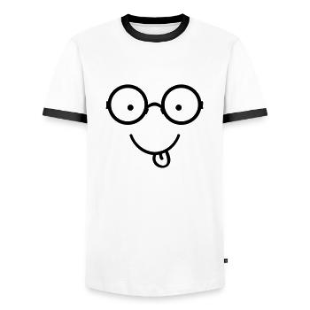 smileface_002 - Männer Kontrast-T-Shirt - Weiß/Schwarz - Vorne - AI Model Female 172 light (172cm) & AI Model Male 178 dark (178cm)