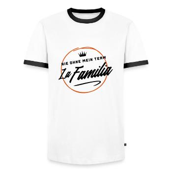 nie ohne mein team familia - Männer Kontrast-T-Shirt - Weiß/Schwarz - Vorne - AI Model Female 172 light (172cm) & AI Model Male 178 dark (178cm)