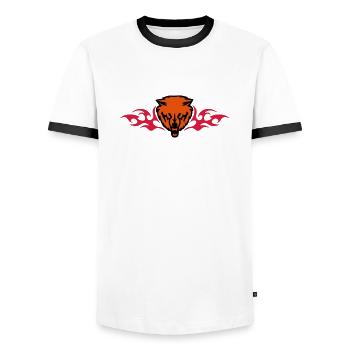 wolf in flames - Men's Ringer Shirt - white/black - Front - AI Model Female 172 light (172cm) & AI Model Male 178 dark (178cm)