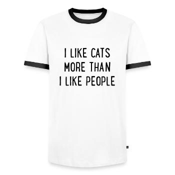 Félin - T-shirt contrasté Homme - blanc/noir - Devant - AI Model Female 172 light (172cm) & AI Model Male 178 dark (178cm)