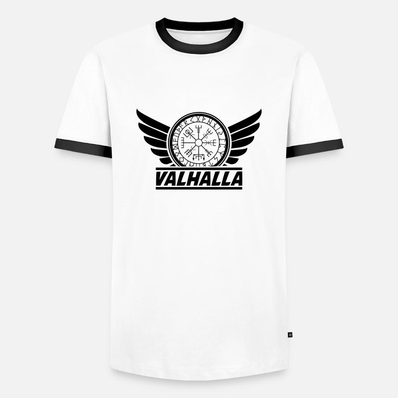 Valhalla Compass - Men's Ringer Shirt - white/black