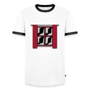 Dark Night Window Wood - Men's Ringer Shirt - white/black - Front - AI Model Female 172 light (172cm) & AI Model Male 178 dark (178cm)