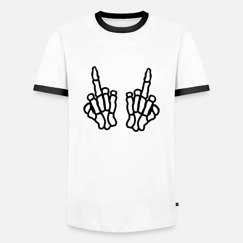 Bone 2 hands middle finger - Men's Ringer Shirt - white/black