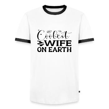 Coolest Wife on Earth - Männer Kontrast-T-Shirt - Weiß/Schwarz - Vorne - AI Model Female 172 light (172cm) & AI Model Male 178 dark (178cm)