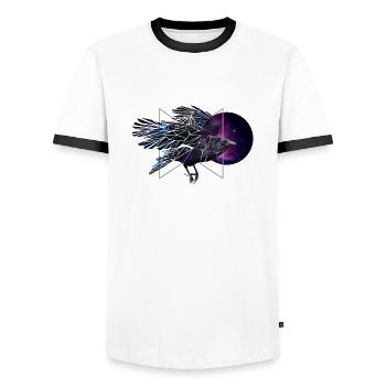 Space Raven - Men's Ringer Shirt - white/black - Front - AI Model Female 172 light (172cm) & AI Model Male 178 dark (178cm)