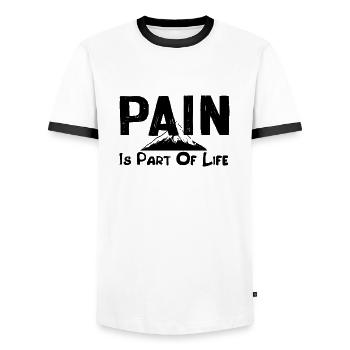 La douleur fait partie de la vie d’alpiniste - T-shirt contrasté Homme - blanc/noir - Devant - AI Model Female 172 light (172cm) & AI Model Male 178 dark (178cm)