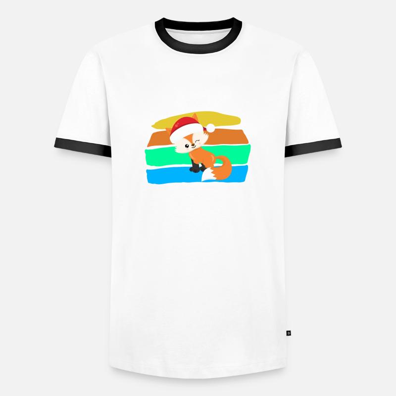 Fuchs - Männer Kontrast-T-Shirt - Weiß/Schwarz
