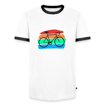 Bicyclette - T-shirt contrasté Homme - blanc/noir - Devant - AI Model Female 172 light (172cm) & AI Model Male 178 dark (178cm)