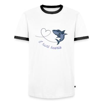 Hai Haifisch Herz Geschenk - Männer Kontrast-T-Shirt - Weiß/Schwarz - Vorne - AI Model Female 172 light (172cm) & AI Model Male 178 dark (178cm)
