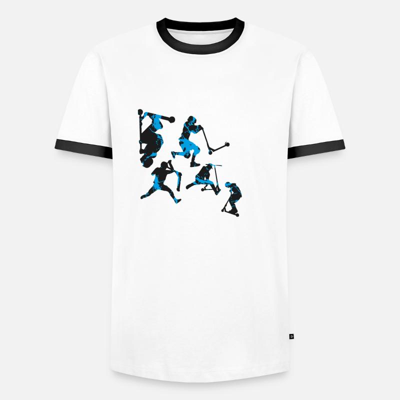 Stuntscooter,Trickscooter,tricks,stunt,e-scooter - Männer Kontrast-T-Shirt - Weiß/Schwarz
