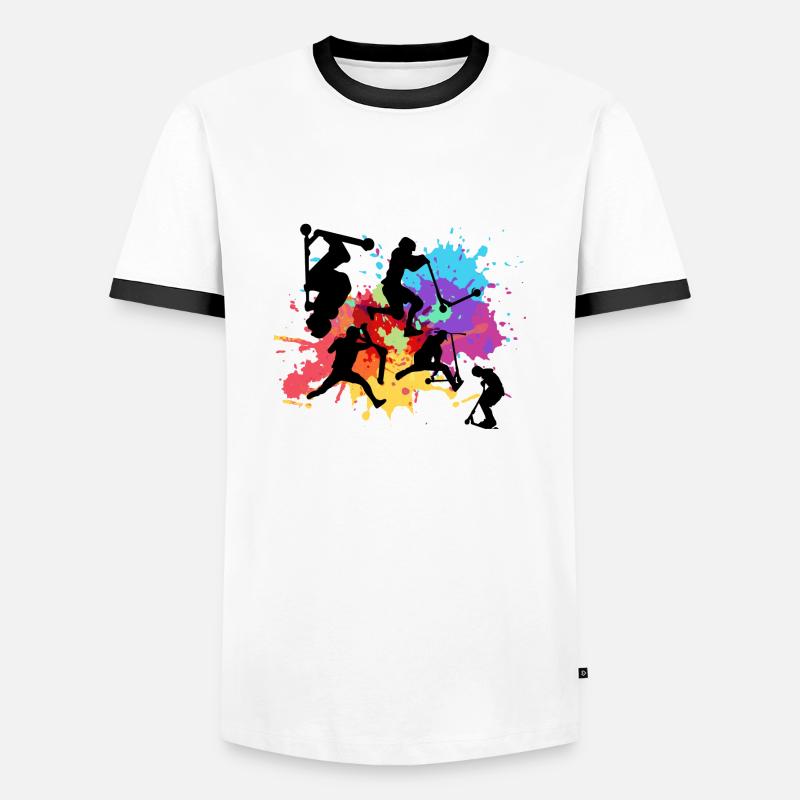 Stuntscooter,Trickscooter,tricks,stunt,e-scooter - Men's Ringer Shirt - white/black