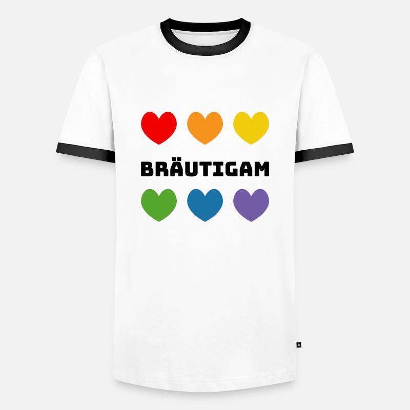Regenbogenherzchen Braeutigam schwarz - Männer Kontrast-T-Shirt - Weiß/Schwarz