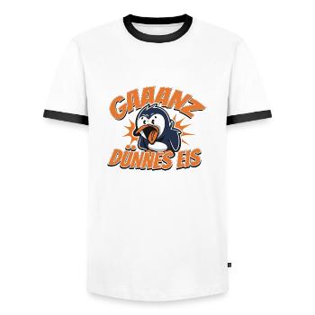 Pinguin Spruch Shirt - Männer Kontrast-T-Shirt - Weiß/Schwarz - Vorne - AI Model Female 172 light (172cm) & AI Model Male 178 dark (178cm)