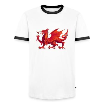 Welsh Dragon - Y Ddraig Goch - Men's Ringer Shirt - white/black - Front - AI Model Female 172 light (172cm) & AI Model Male 178 dark (178cm)