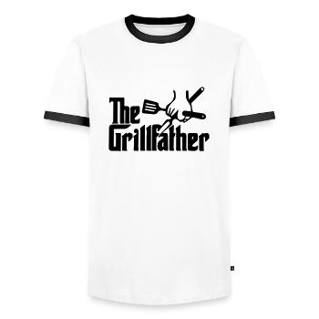 The grill father - Men's Ringer Shirt - white/black - Front - AI Model Female 172 light (172cm) & AI Model Male 178 dark (178cm)