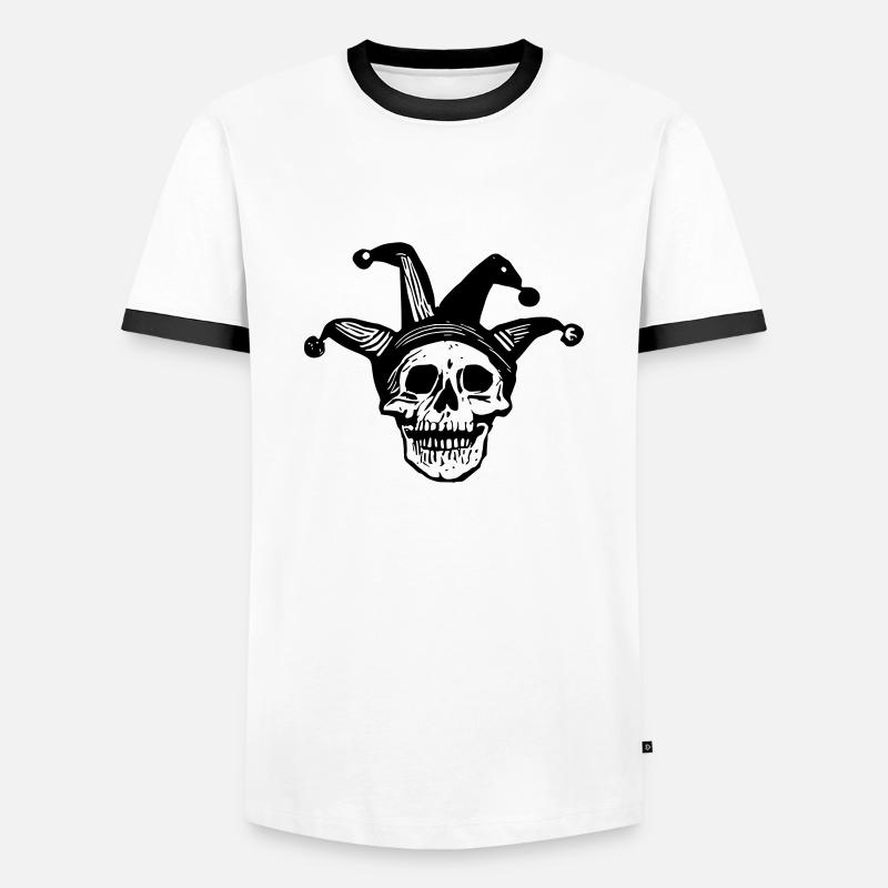jester skull - Men's Ringer Shirt - white/black
