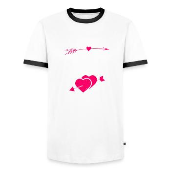 Amour - T-shirt contrasté Homme - blanc/noir - Devant - AI Model Female 172 light (172cm) & AI Model Male 178 dark (178cm)