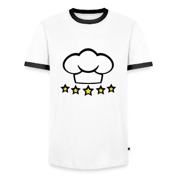 Chef Kitchen Chef's Hat 5 Star Master Cool - Men's Ringer Shirt - white/black - Front - AI Model Female 172 light (172cm) & AI Model Male 178 dark (178cm)