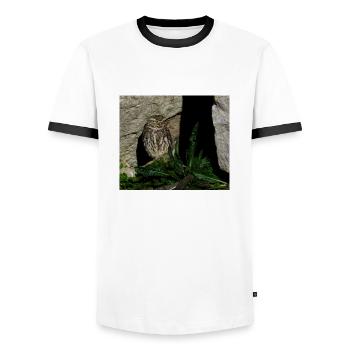 Sml - Men's Ringer Shirt - white/black - Front - AI Model Female 172 light (172cm) & AI Model Male 178 dark (178cm)