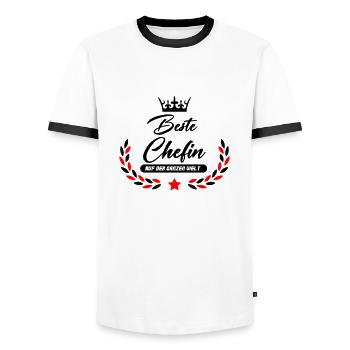 beste chefin der welt 02 - Männer Kontrast-T-Shirt - Weiß/Schwarz - Vorne - AI Model Female 172 light (172cm) & AI Model Male 178 dark (178cm)