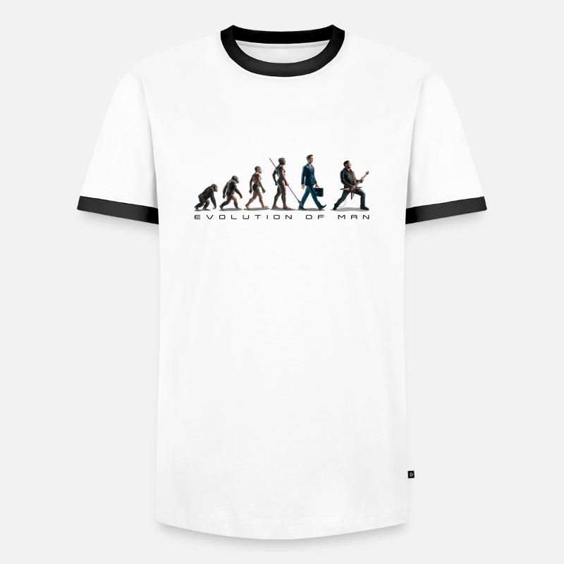Evolution Guitar Player 06 2024 3 - Männer Kontrast-T-Shirt - Weiß/Schwarz