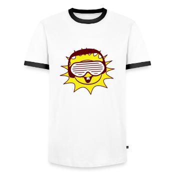 Party Sonne Sommer Spaß Gesicht Cool Musik Club - Männer Kontrast-T-Shirt - Weiß/Schwarz - Vorne - AI Model Female 172 light (172cm) & AI Model Male 178 dark (178cm)
