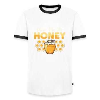 Show Me The Honey Beekeeper Apiarist Beekeeping - Männer Kontrast-T-Shirt - Weiß/Schwarz - Vorne - AI Model Female 172 light (172cm) & AI Model Male 178 dark (178cm)