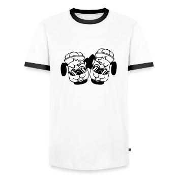 2 DJ chiens lunettes de soleil adolescent casquette casquette équipe - T-shirt contrasté Homme - blanc/noir - Devant - AI Model Female 172 light (172cm) & AI Model Male 178 dark (178cm)